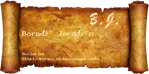 Borsó Jordán névjegykártya